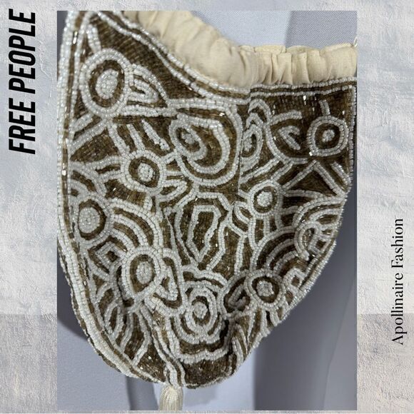 FREE PEOPLE PENNY PINCHING PURSE CROSSBODY TAN BEIGE MOTIF NEW - Picture 5 of 7